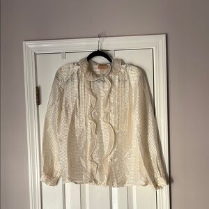 Elegant Cream Ruffled Blouse